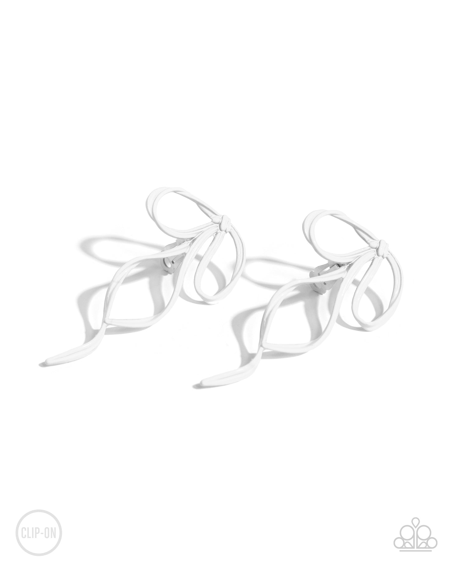 Vow To BOW - White Clip-on Earrings