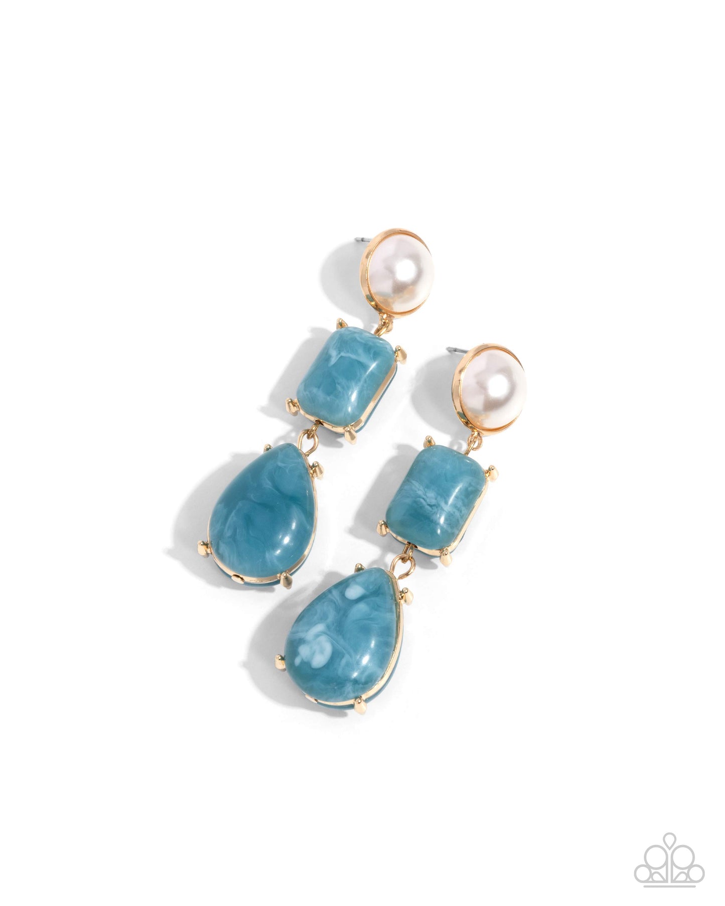 Marbled Masterpiece - Blue Post Earrings