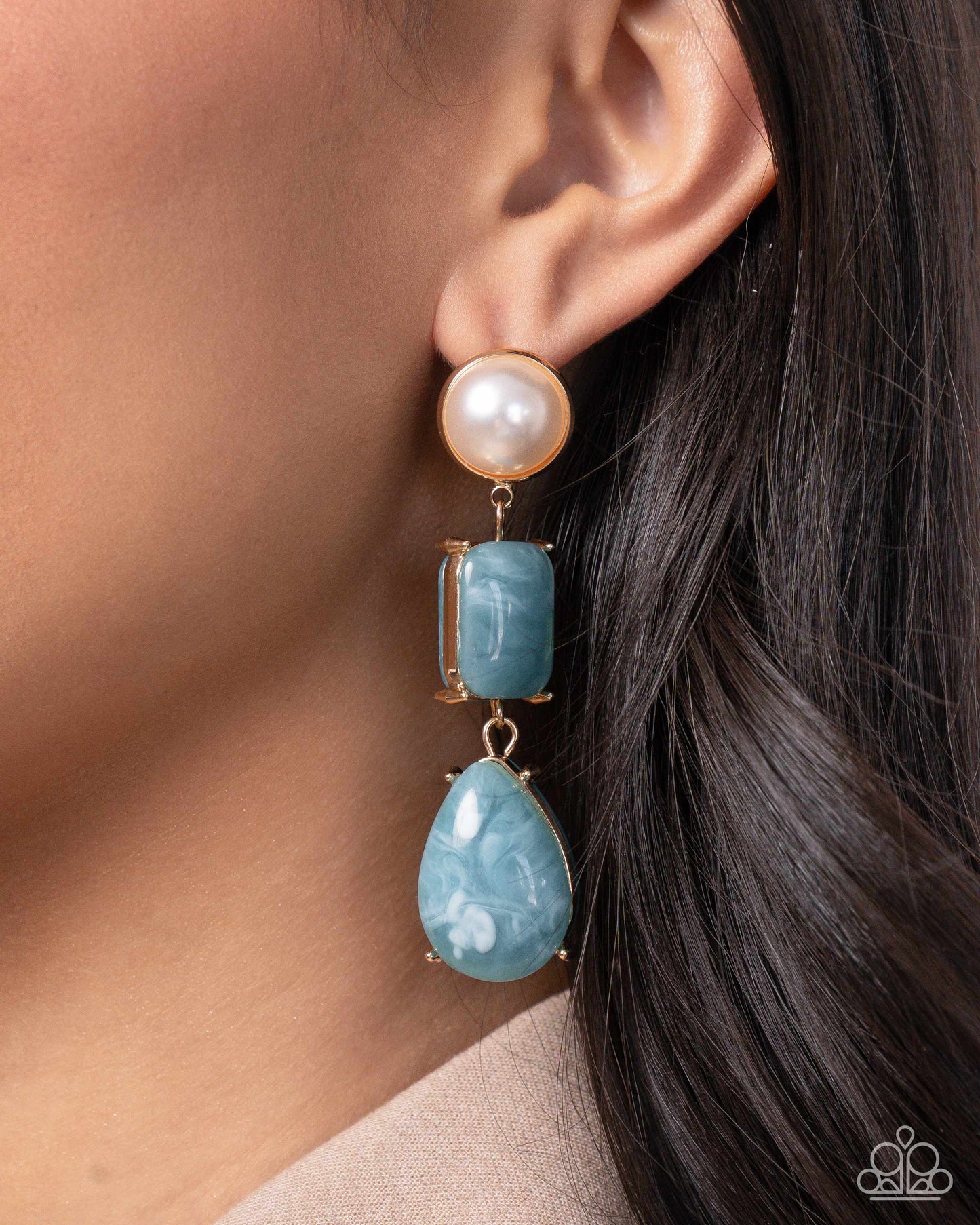 Marbled Masterpiece - Blue Post Earrings